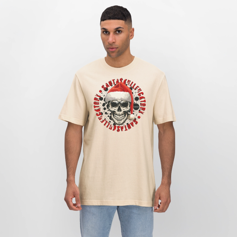 Unisex Bio-T-Shirt mit SANTASKULL FUCKTORY PRINT - Weißgrau