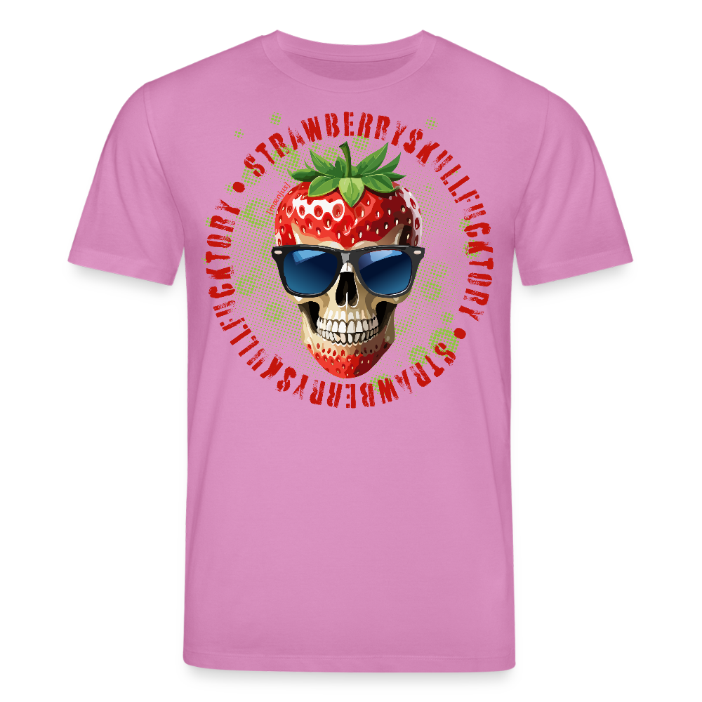 Unisex Bio-T-Shirt mit STRAWBERRY SKULL PRINT Vorderseite - Pink