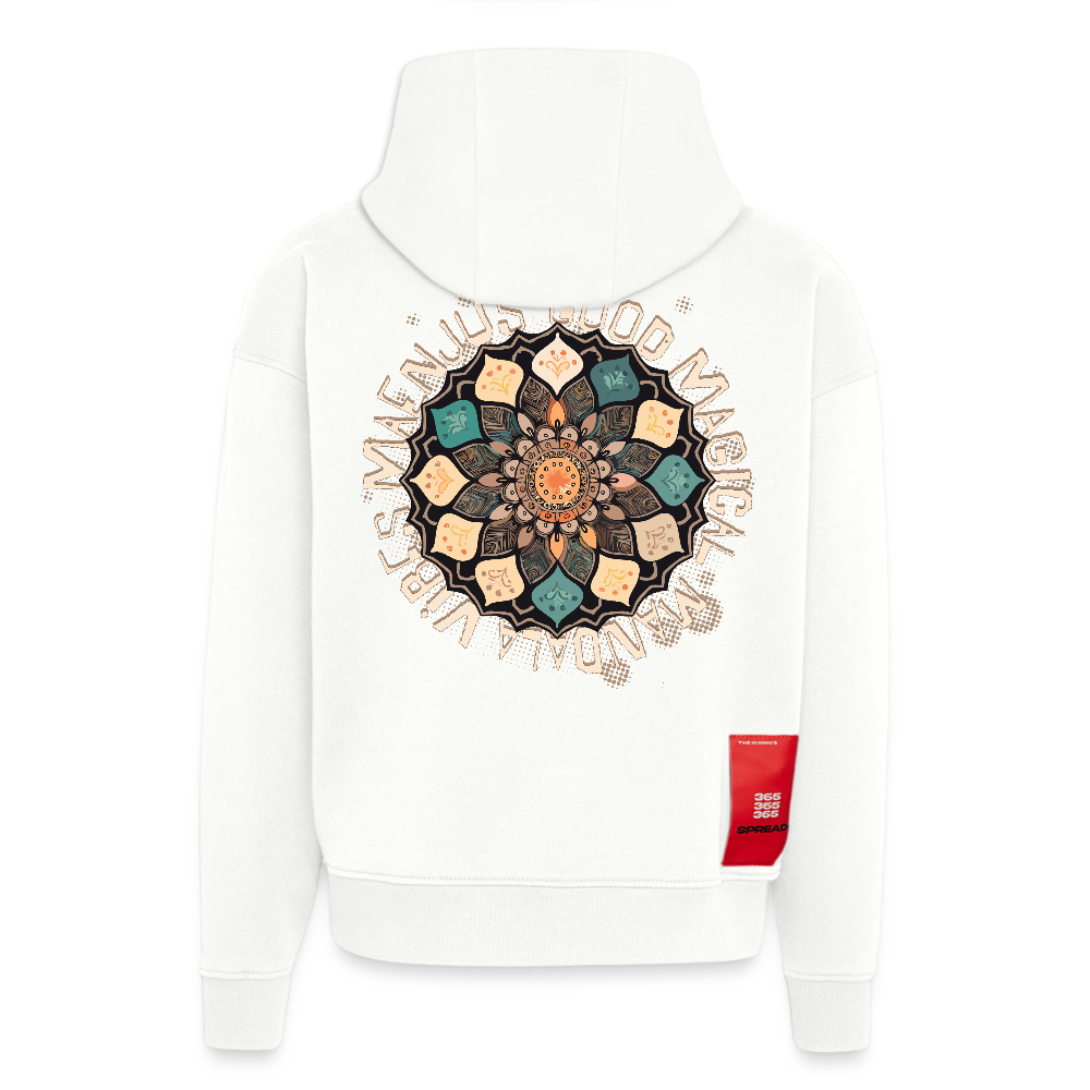 Heavyweight Oversized Organic Hoodie Made in EU mit Mandala Vibes Print - OFF WHITE