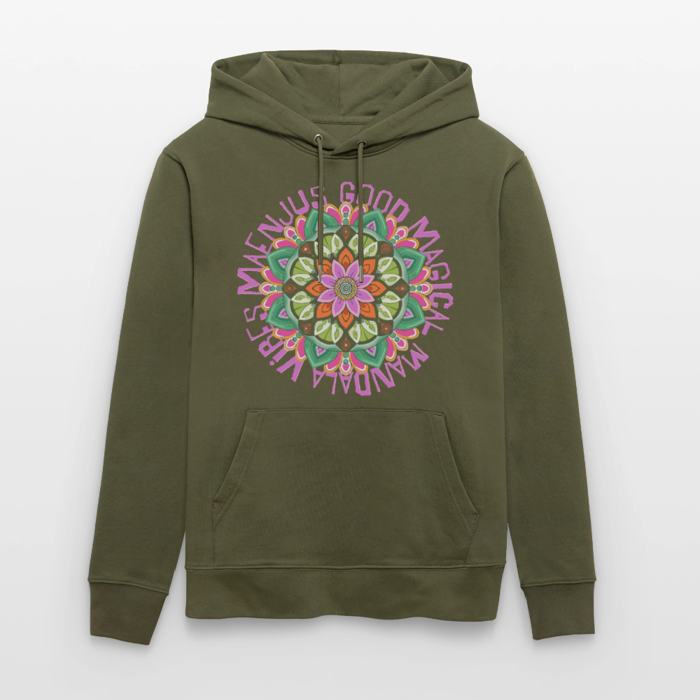 Unisex Bio-Hoodie mit MANDALA VIBES PRINT - Khaki Grün
