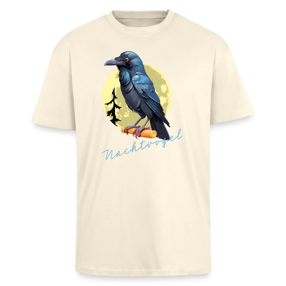 Heavy Oversize T-Shirt mit NACHTVOGEL PRINT - Creme