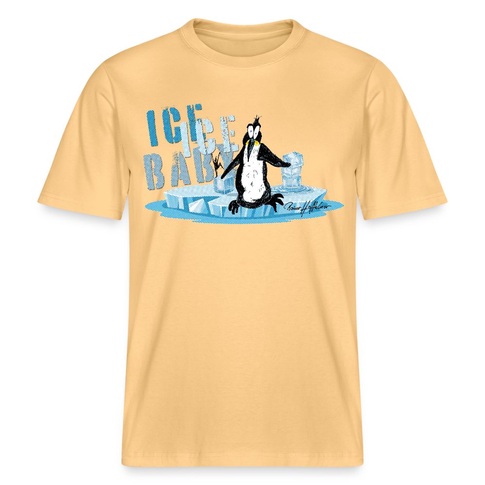 Unisex Bio-T-Shirt mit ICE ICE BABY PINGUIN PRINT - Hellgelb