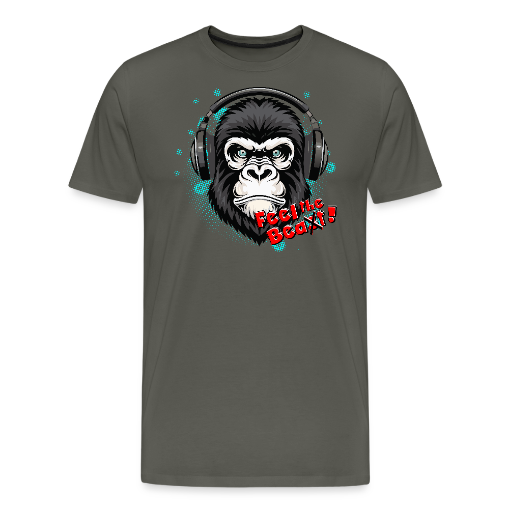 Männer Premium T-Shirt mit FEEL THE BEA(S)T PRINT - Asphalt