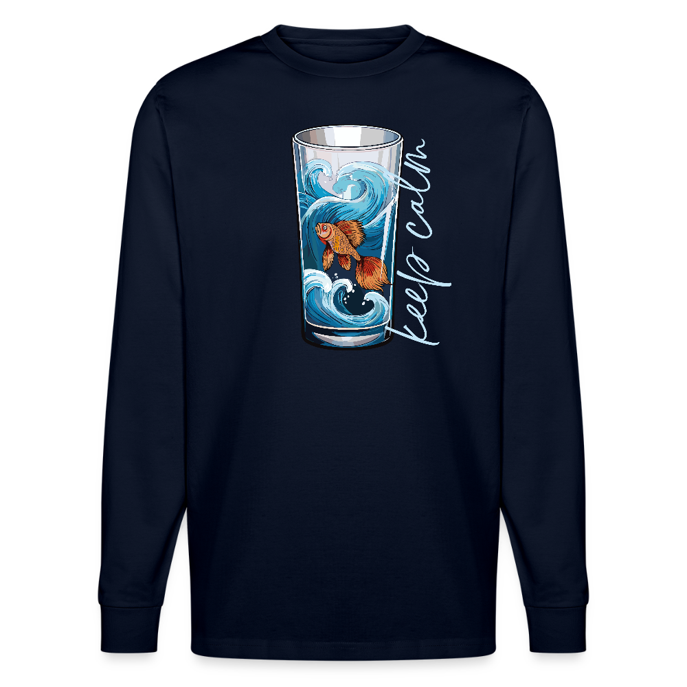 Unisex Bio-Langarmshirt mit KEEP CALM PRINT - Navy