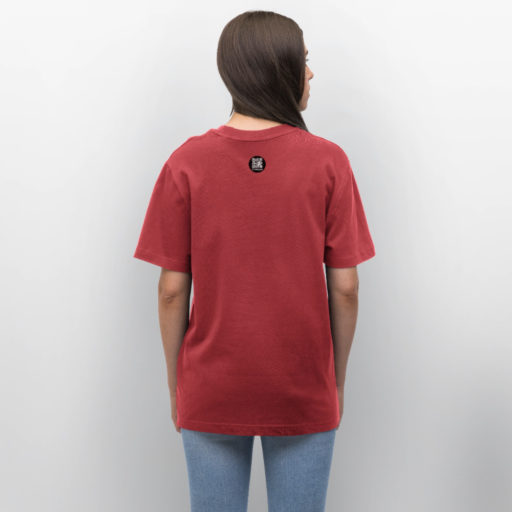 Unisex Bio-T-Shirt mit MAENJUS SUBMARINE SHIPYARD PRINT Vorderseite - Erdrot