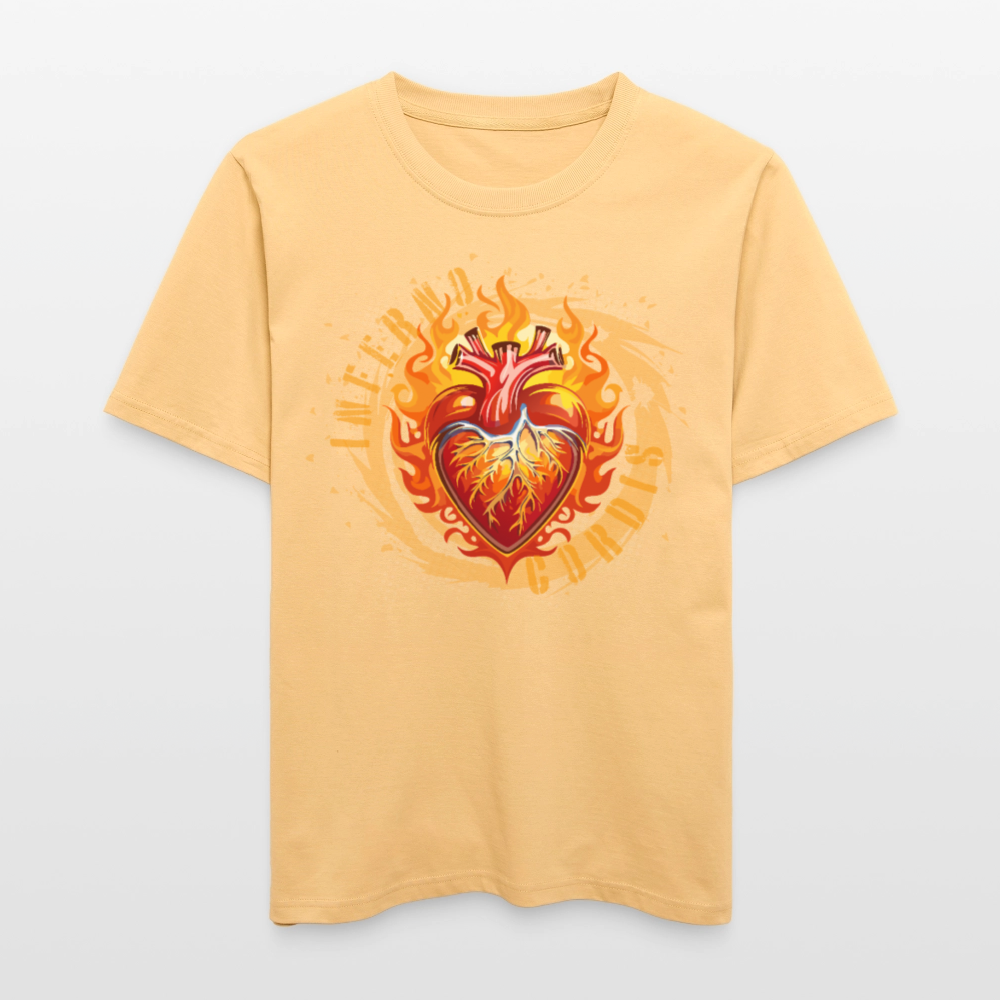 Unisex Bio-T-Shirt mit FEUERHERZ ORANGE PRINT - Hellgelb