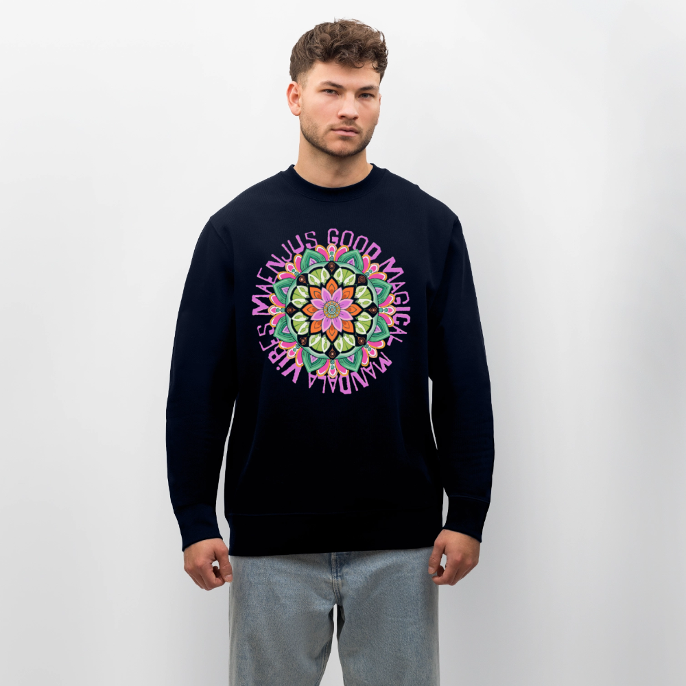 Unisex Bio-Sweatshirt mit MANDALA VIBES PRINT - Navy