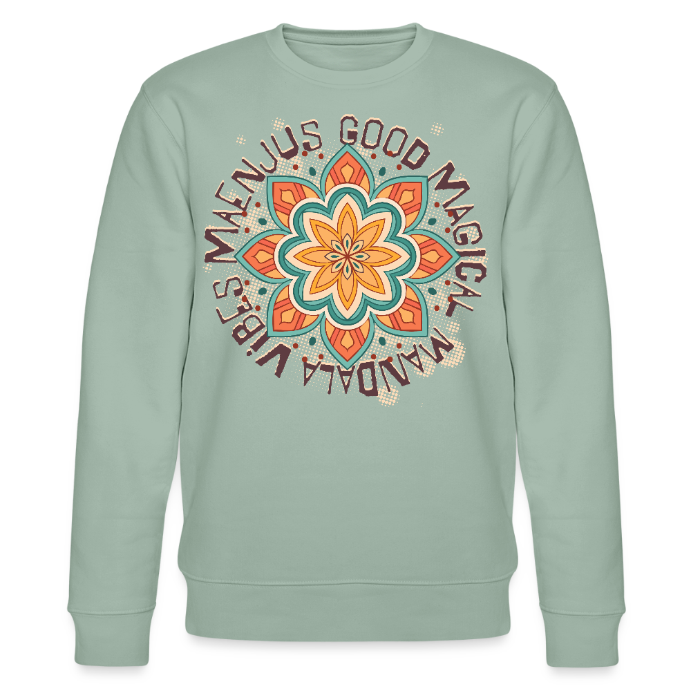 Unisex Bio-Sweatshirt mit MANDALA VIBES PRINT - Helles Graugrün
