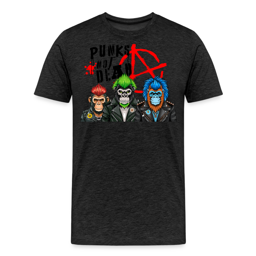 Männer Premium T-Shirt mit PUNKS NOT DEAD PRINT - Anthrazit