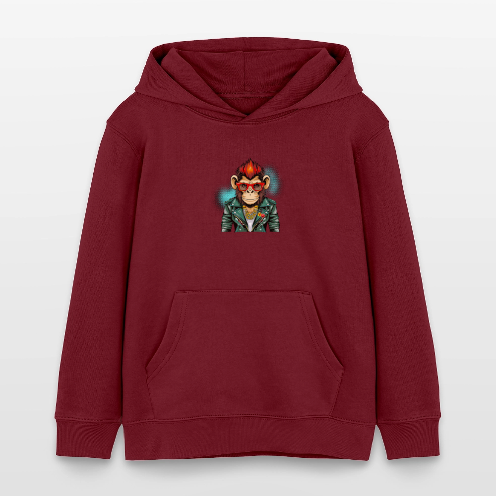 MNJS KIDS Bio-Hoodie mit MONKEY PRINT - Burgunderrot