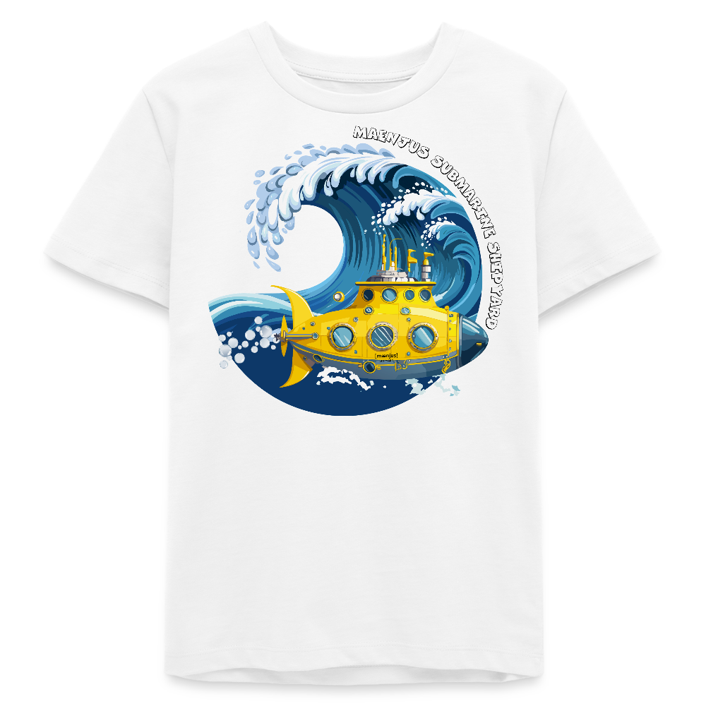 MNJS TEENS Bio T-Shirt mit SUBMARINE SHIPYARD PRINT - Weiß