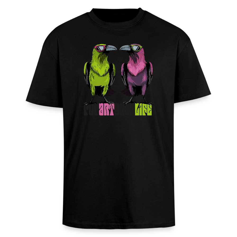Heavy Oversize T-Shirt mit POPART YOUR LIFE PRINT - Schwarz