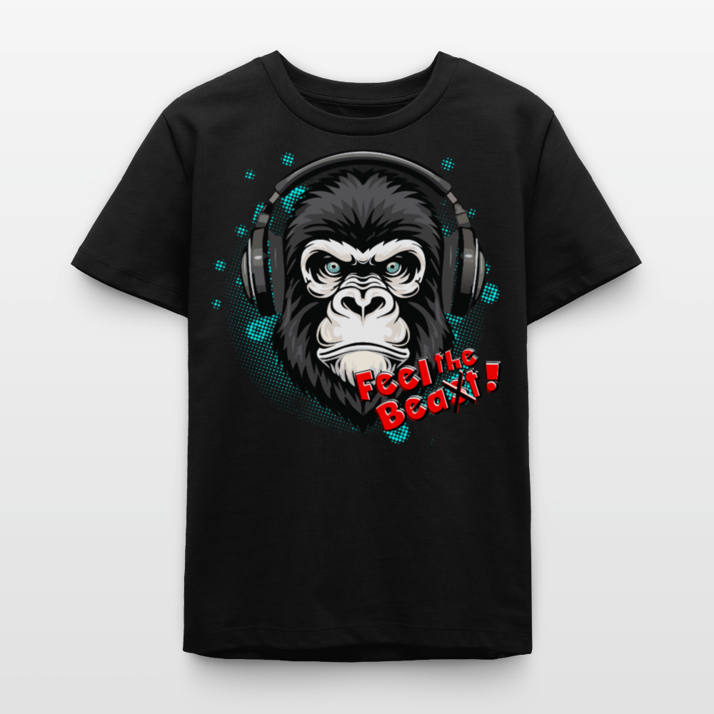 MNJS TEENS Bio T-Shirt mit FEEL THE BEA(S)T PRINT - Schwarz