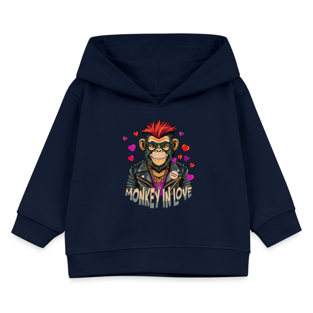 MNJS KIDS Bio Hoodie mit MONKEY IN LOVE PRINT - Navy