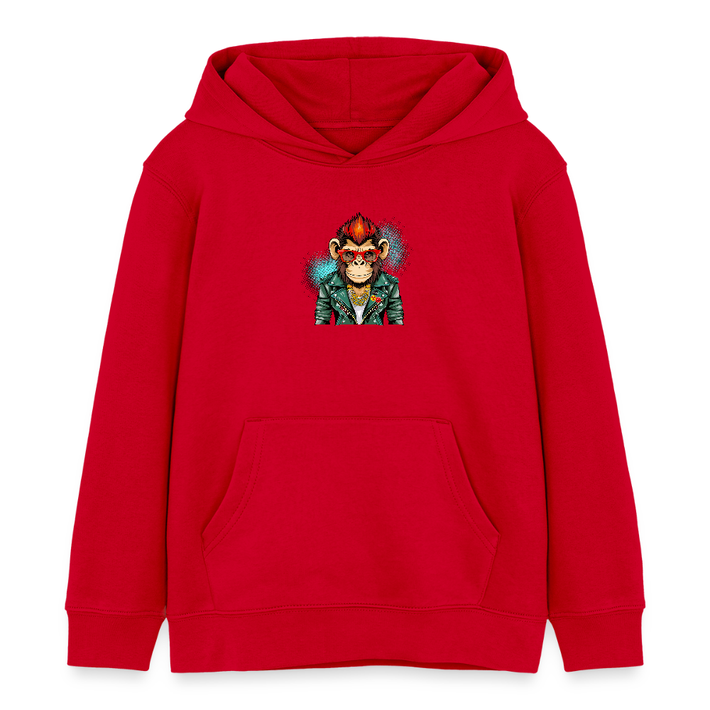 MNJS KIDS Bio-Hoodie mit MONKEY PRINT - Rot