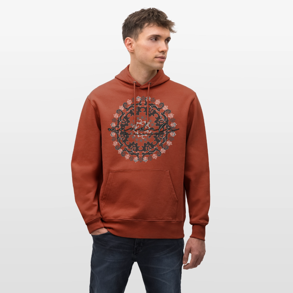 Unisex Bio-Hoodie mit BLACK MANDALA PRINT - Terrakotta