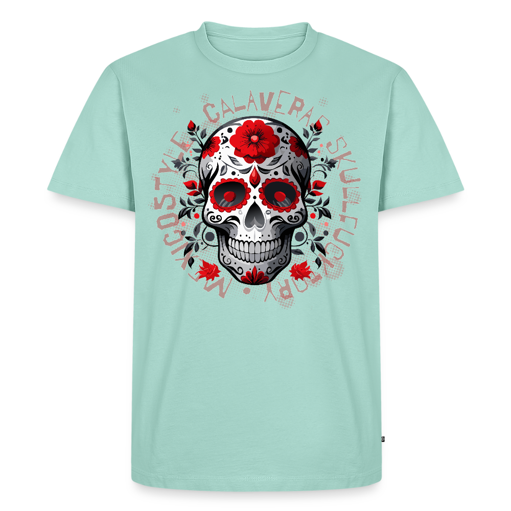 Männer Premium T-Shirt mit CALAVERAS SKULL PRINT - Mint 