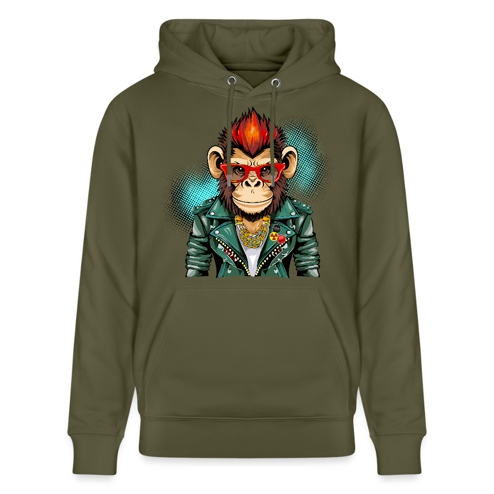 Unisex Hoodie mit MONKEY PRINT - Khaki Grün
