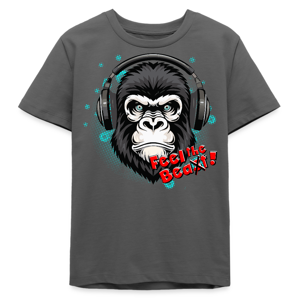 MNJS TEENS Bio T-Shirt mit FEEL THE BEA(S)T PRINT - Anthrazit