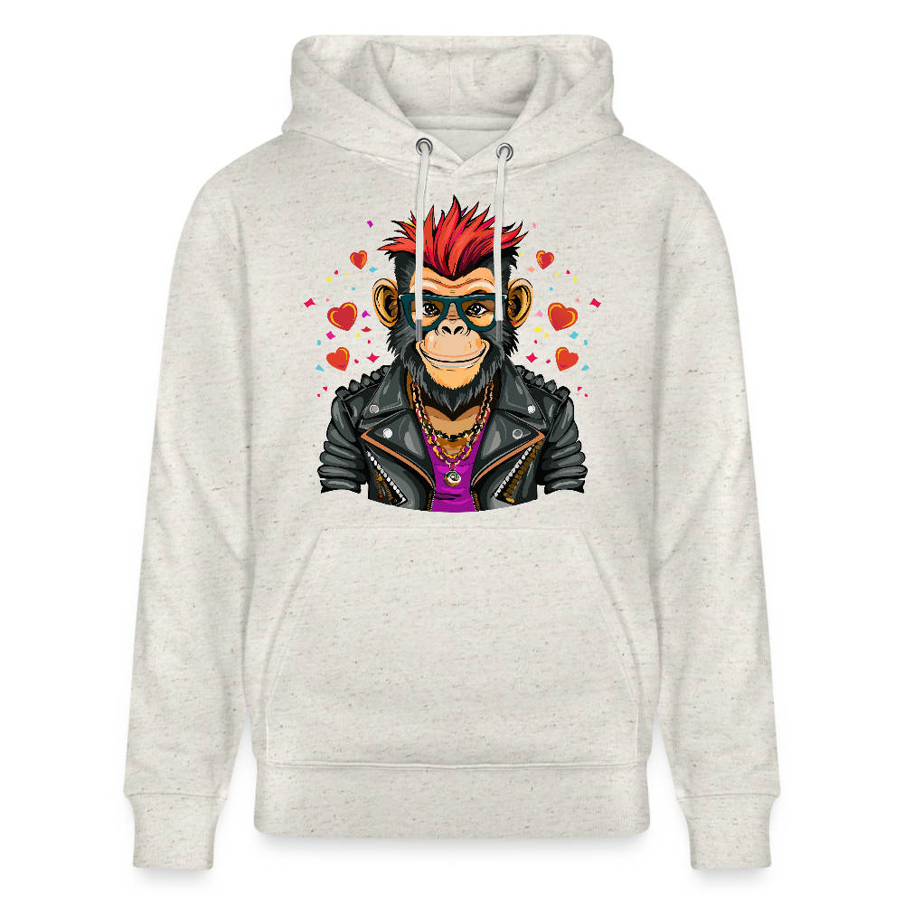 Unisex Hoodie mit MONKEY IN LOVE PRINT - Beige meliert