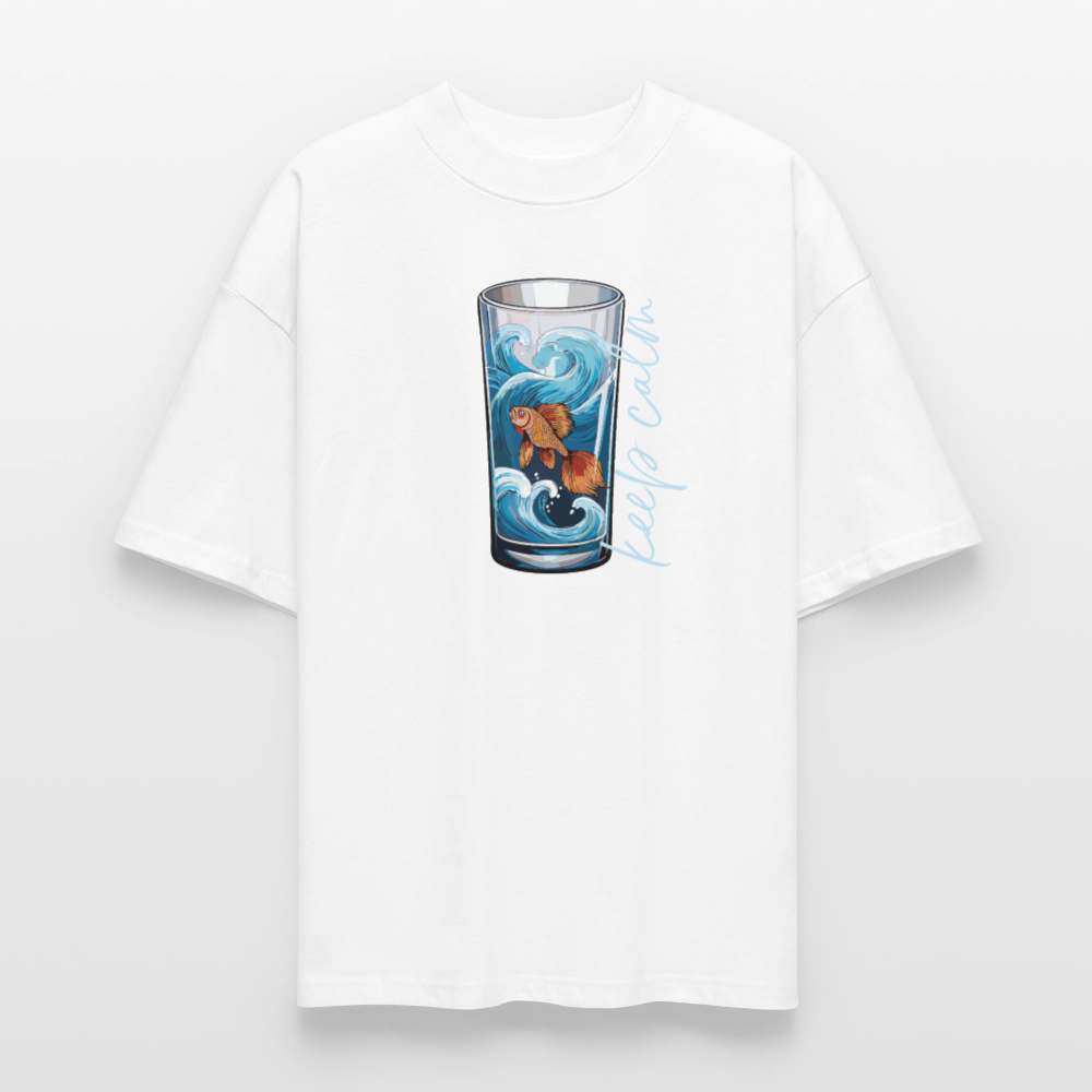 Oversized Unisex Bio T-Shirt mit KEEP CALM PRINT - Weiß