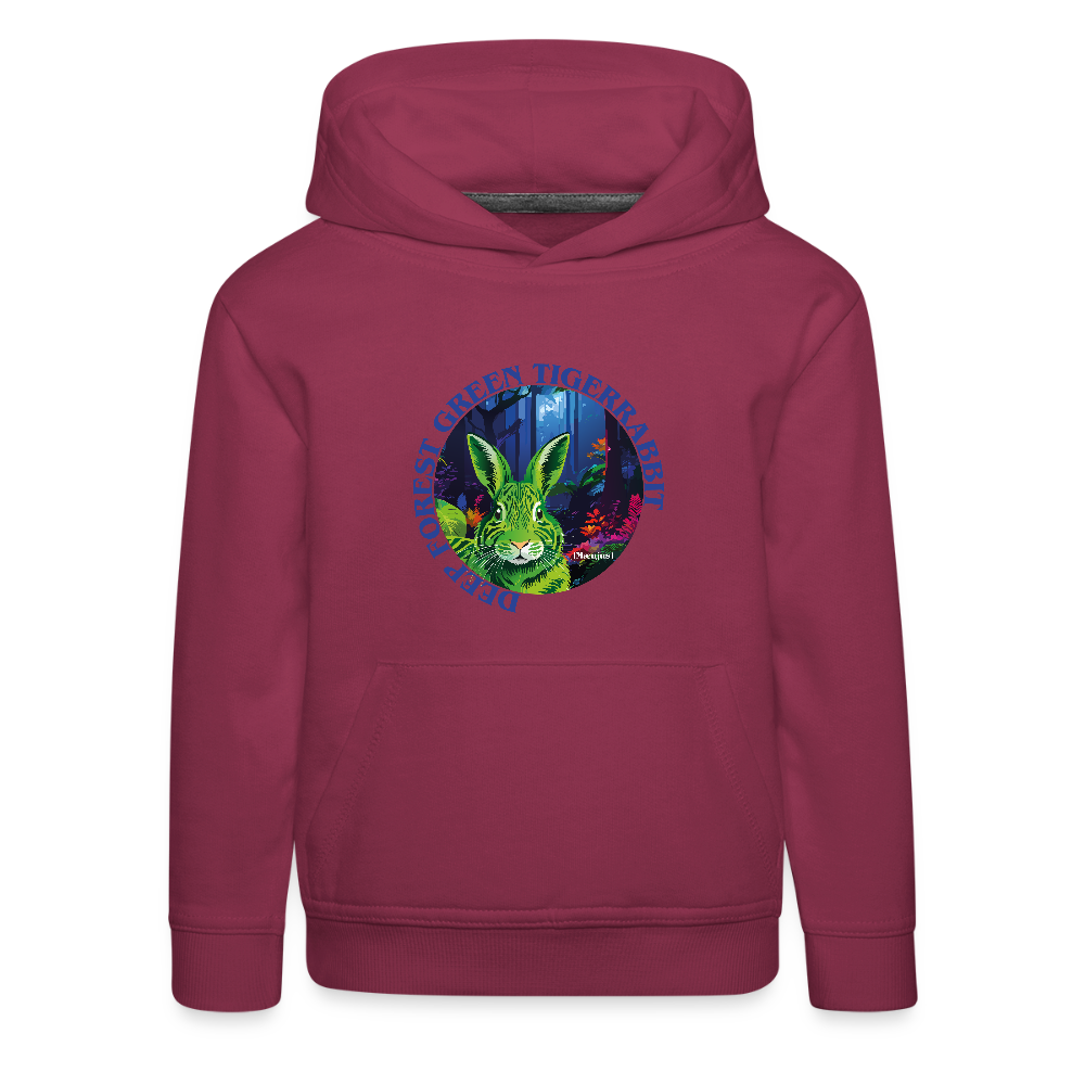 MNJS KIDS Premium Hoodie mit DEEP FOREST GREEN TIGERRABBIT PRINT - Bordeaux