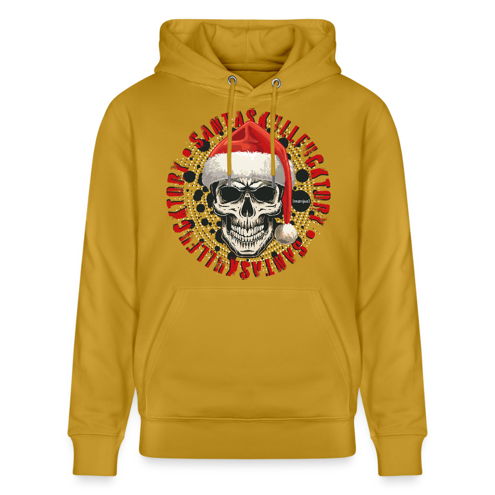 Unisex Bio-Hoodie mit SANTASKULL FUCKTORY PRINT - Ocker