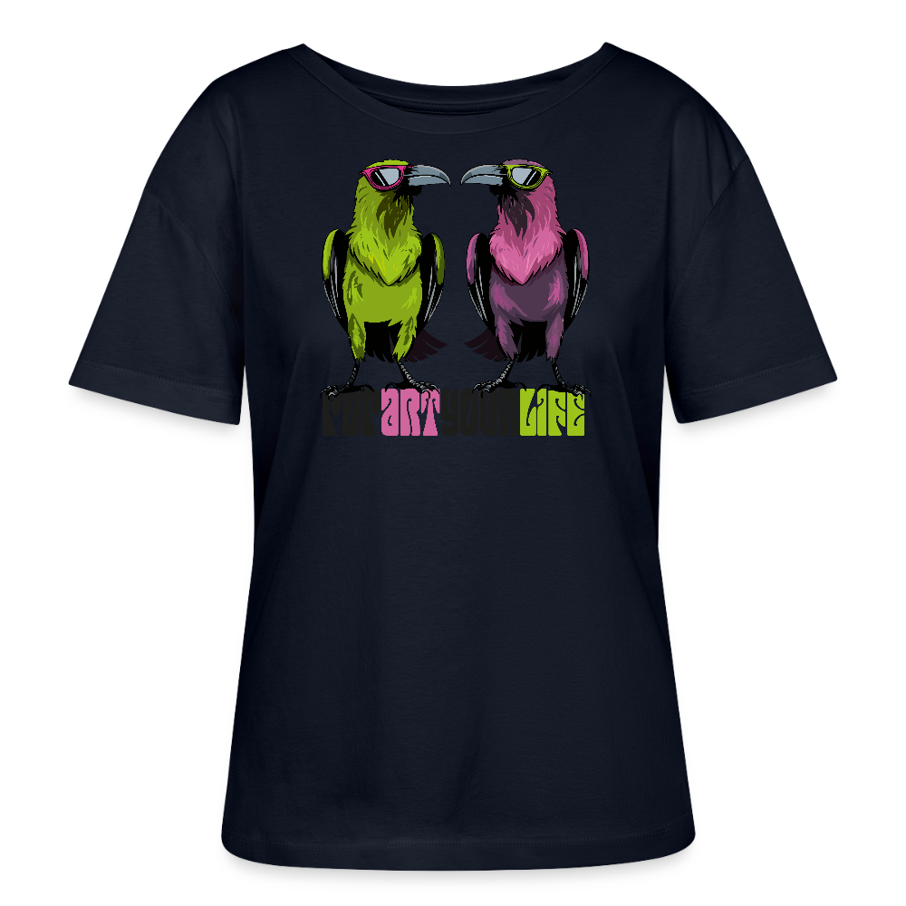Frauen T-Shirt mit POPART YOUR LIFE PRINT - Navy