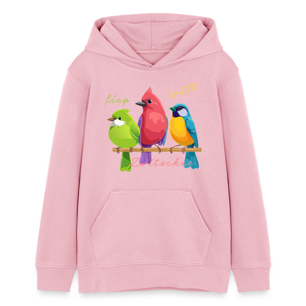 MNJS TEENS Bio-Hoodie mit ZWITSCHERGÄNG PRINT - Hellrosa