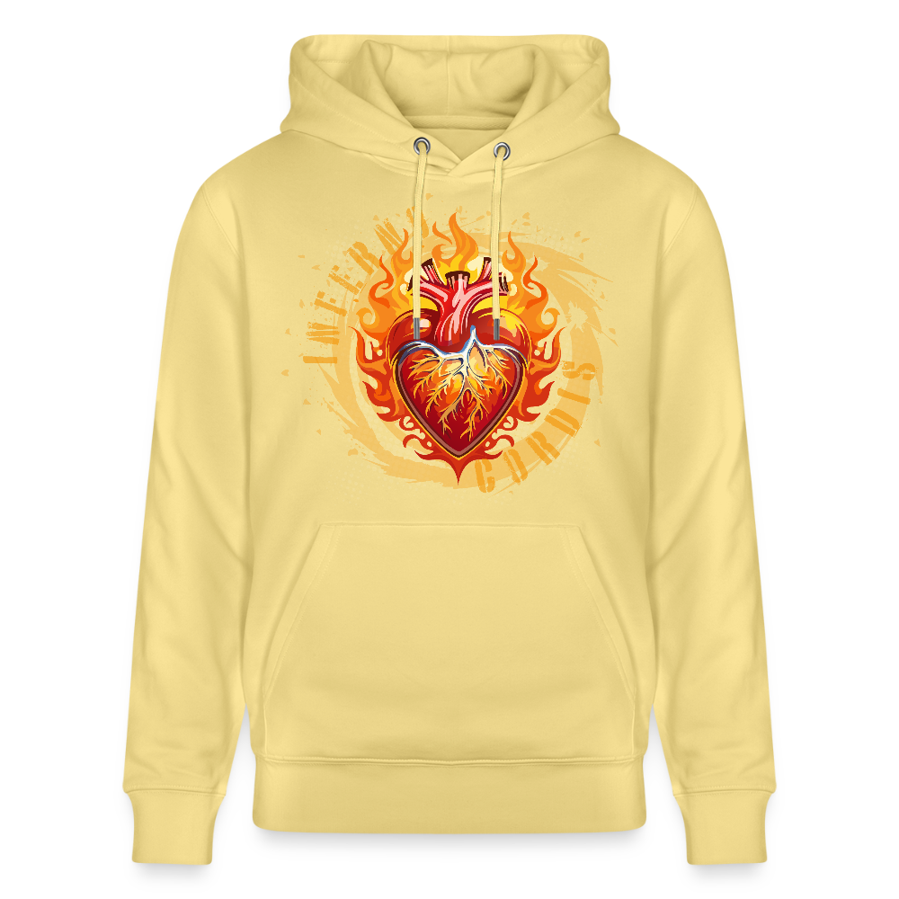 Unisex Bio-Hoodie mit FEUERHERZ PRINT - Gelb Viva 
