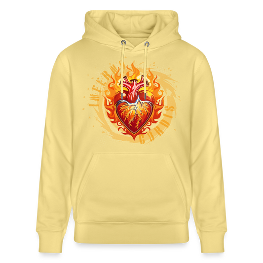 Unisex Bio-Hoodie mit FEUERHERZ PRINT - Gelb Viva 