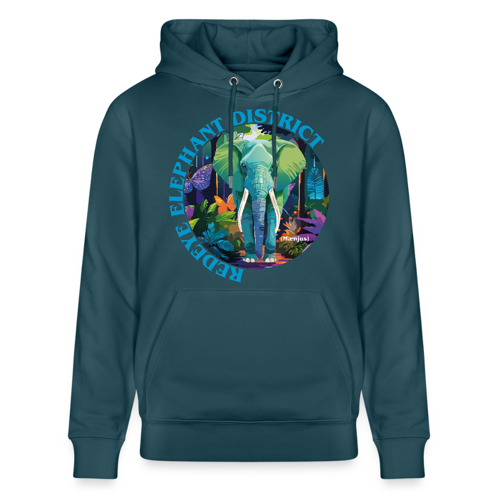 Unisex Bio-Hoodie mit REDEYE ELEPHANT DISTRICT PRINT - Dunkles Petrol