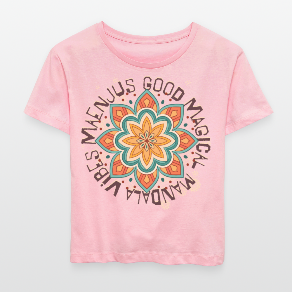Rundhals Frauen Bio-T-Shirt mit Mandala Vibes PRINT - Hellrosa