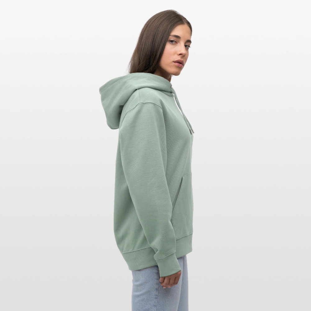 Unisex Bio-Kapuzenjacke mit DELICATEZZA PRINT Rückseite - Helles Graugrün