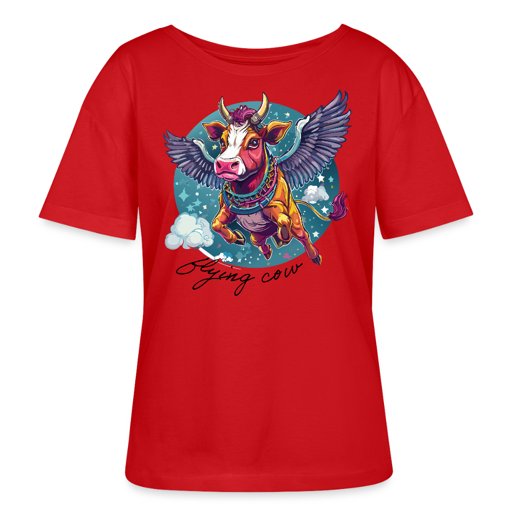 Frauen T-Shirt mit FLYING COW PRINT - Rot