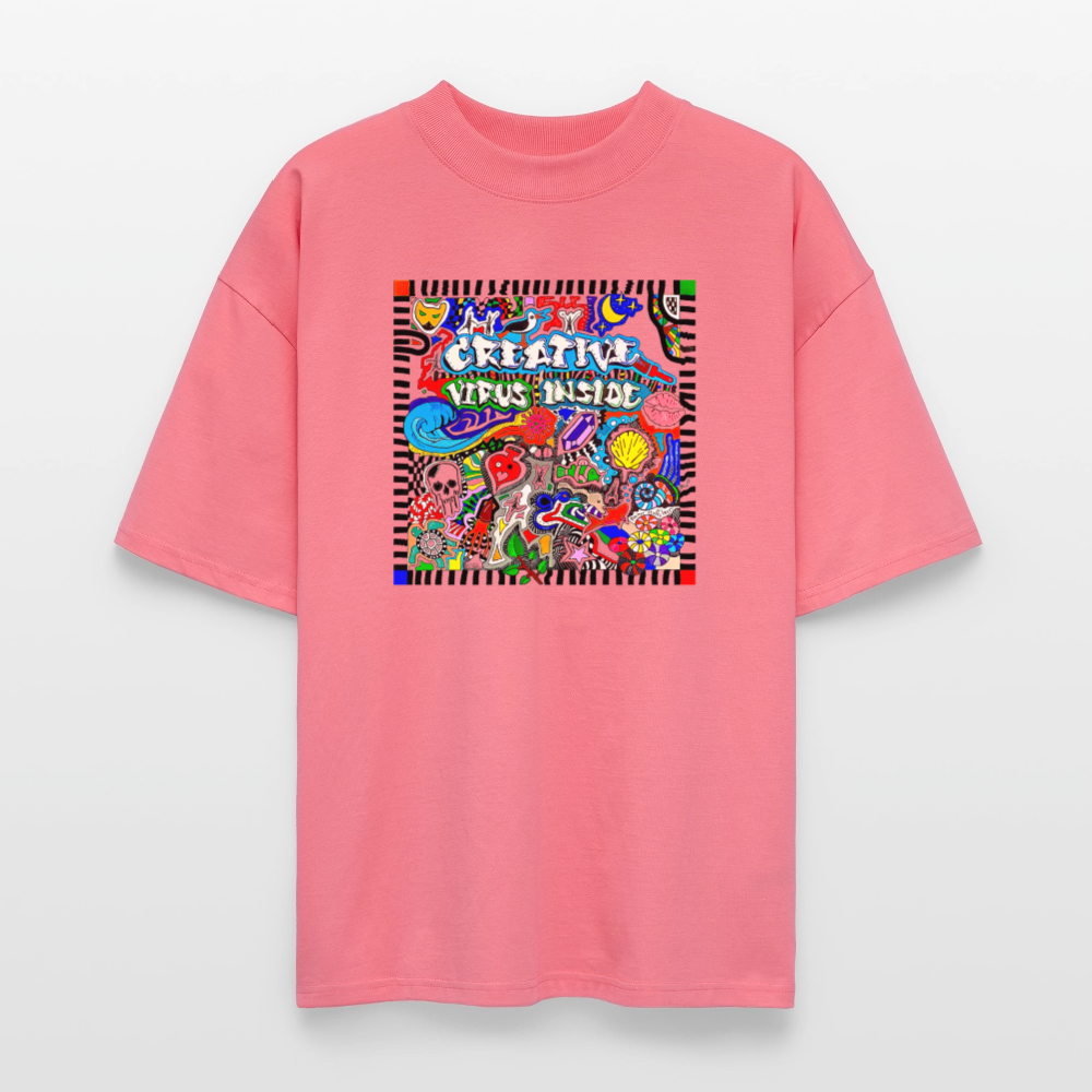 Oversized Unisex Bio T-Shirt mit CREATIVE VIRUS INSIDE PRINT Vorderseite - Pink 