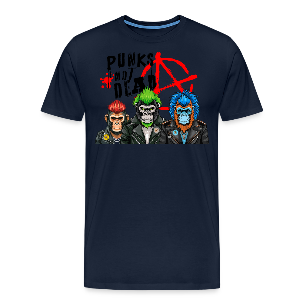 Männer Premium T-Shirt mit PUNKS NOT DEAD PRINT - Navy