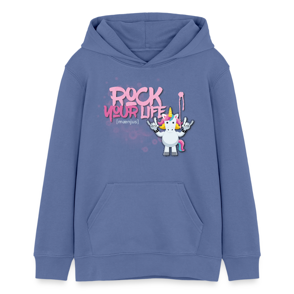 Teens Bio-Hoodie mit ROCK YOUR LIFE PRINT - Blau