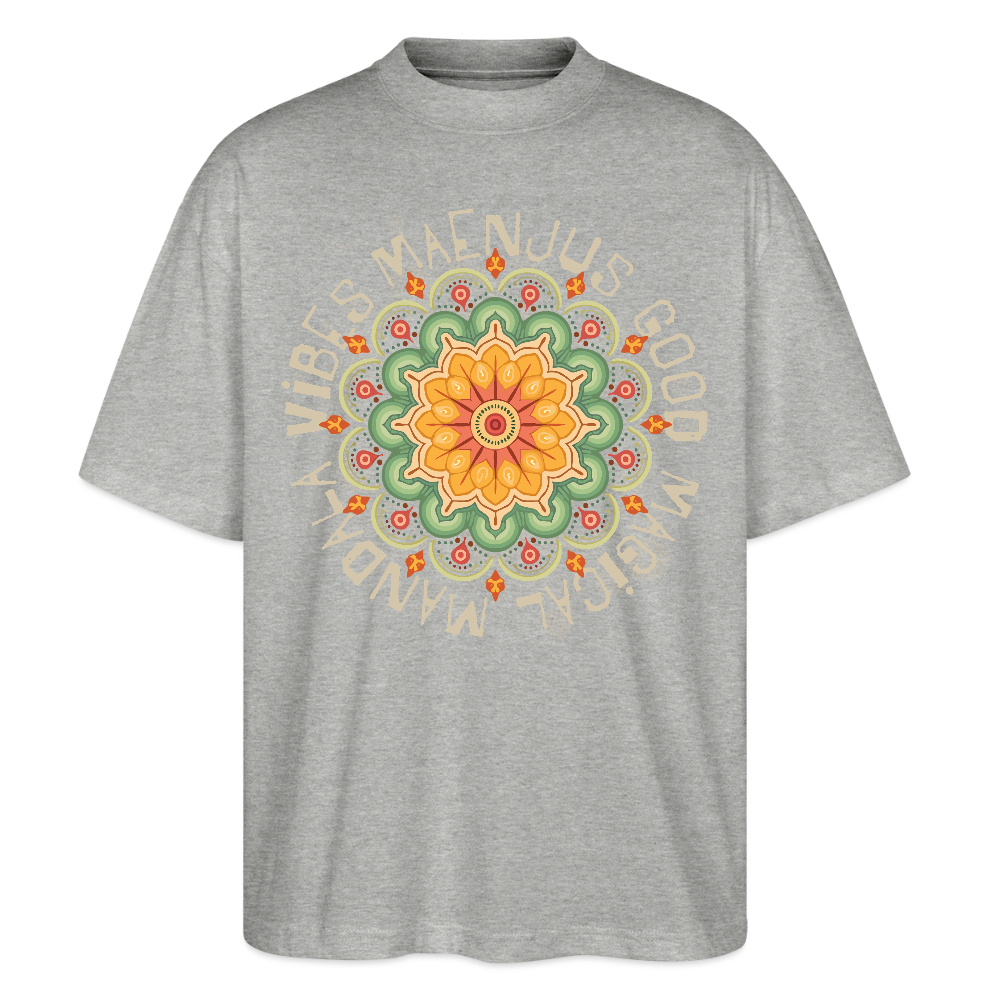 Oversized Unisex Bio T-Shirt mit MANDALA VIBES PRINT - Grau meliert