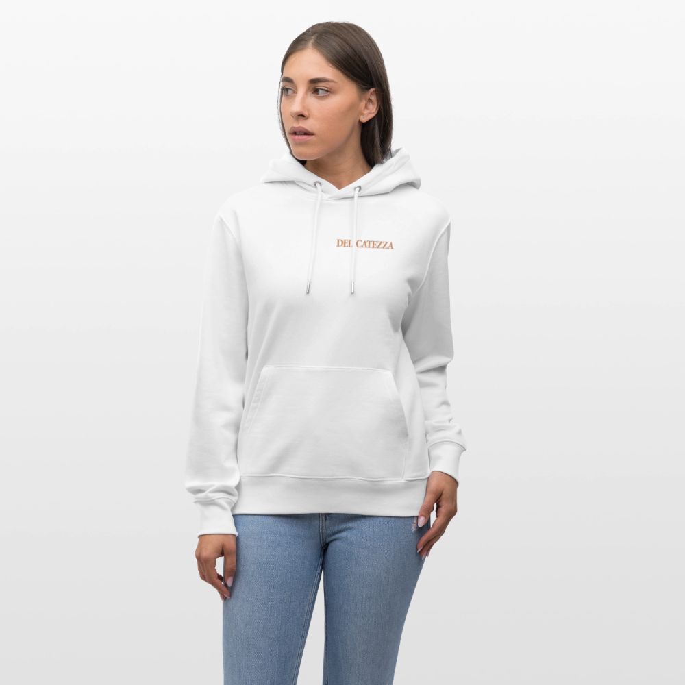 Unisex Hoodie mit DELICATEZZA SARDINE PRINT Vorder- und Rückseite - Weiß