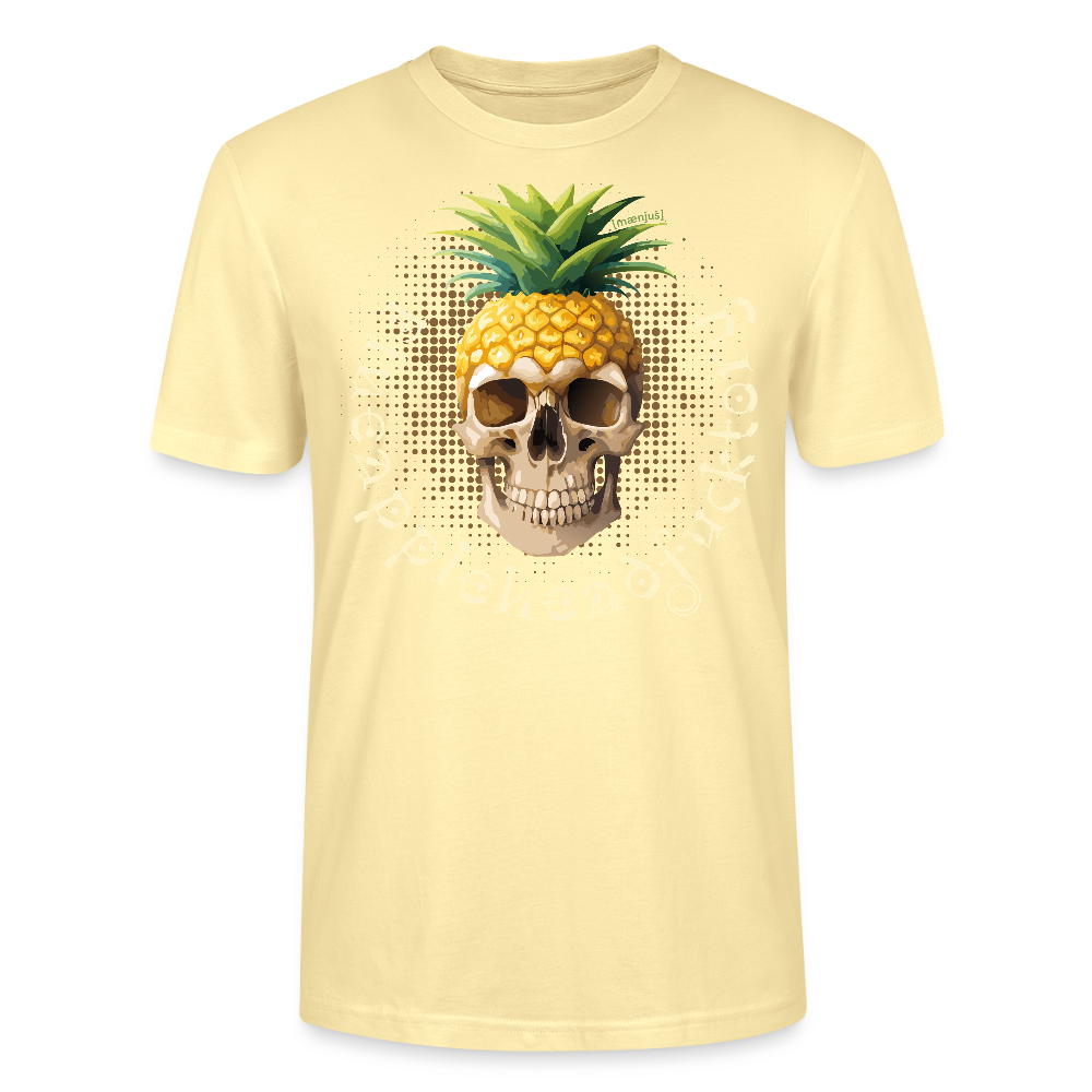 Unisex T-Shirt mit PINEAPPLEHEAD SKULL PRINT Vorderseite - Creme