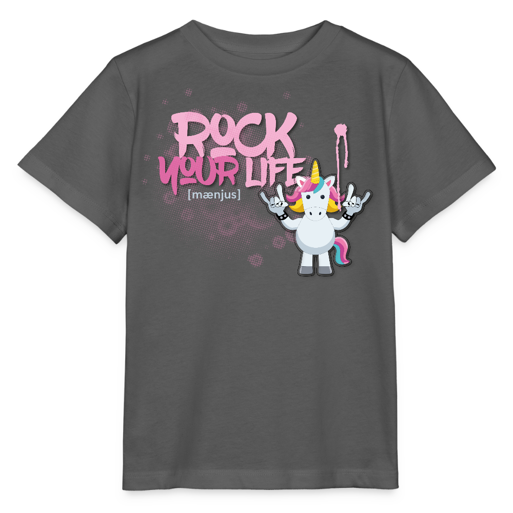 MNJS KIDS Bio T-Shirt mit ROCK YOUR LIFE PRINT - Anthrazit