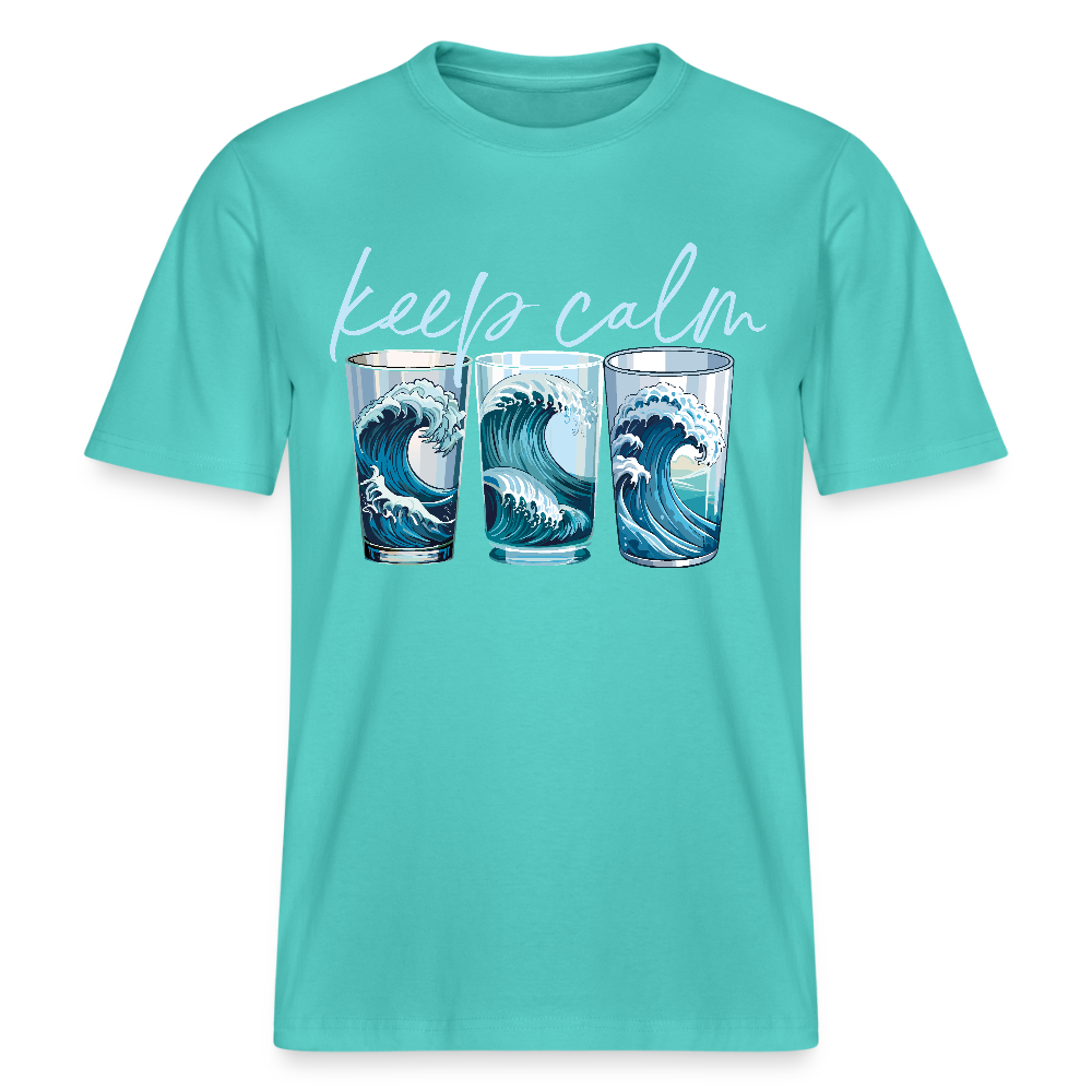 Unisex Bio-T-Shirt mit KEEP CALM PRINT - Poolblau