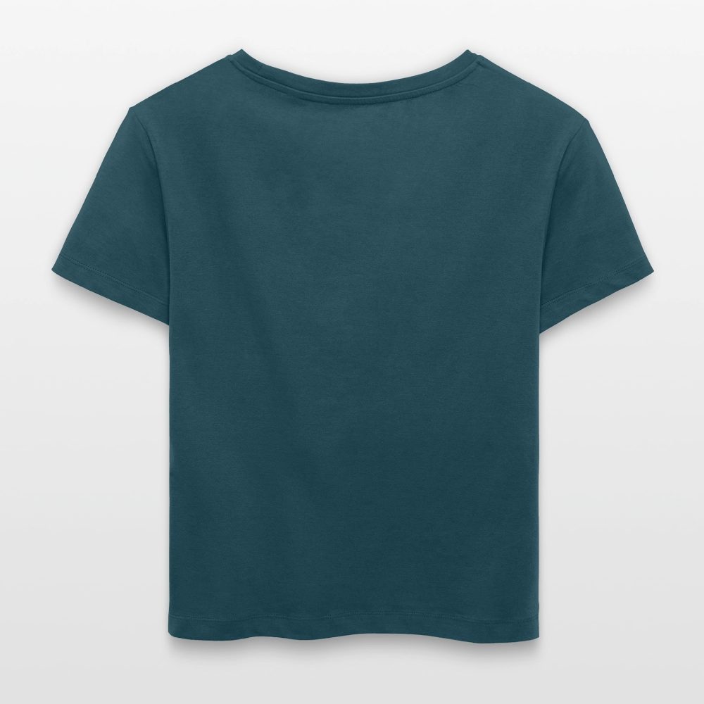 Frauen T-Shirt mit FUNKY COW PRINT - Dunkles Petrol
