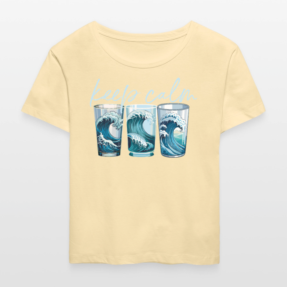 Relaxed Rundhals Frauen Bio-T-Shirt mit KEEP CALM PRINT - Creme