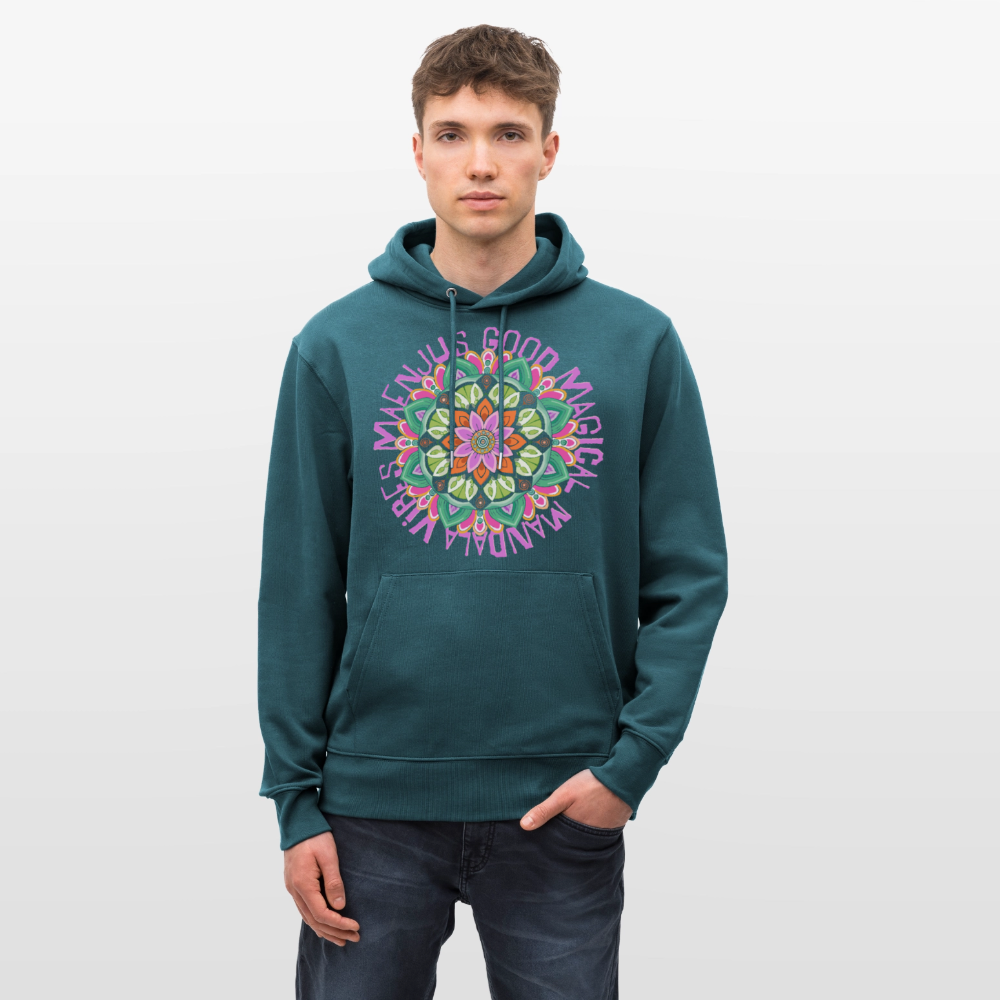 Unisex Bio-Hoodie mit MANDALA VIBES PRINT - Dunkles Petrol